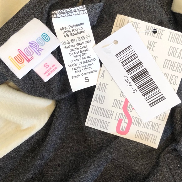 New LULAROE Charcoal Gray / Ivory Carly Dress S 4 6 - Picture 6 of 6